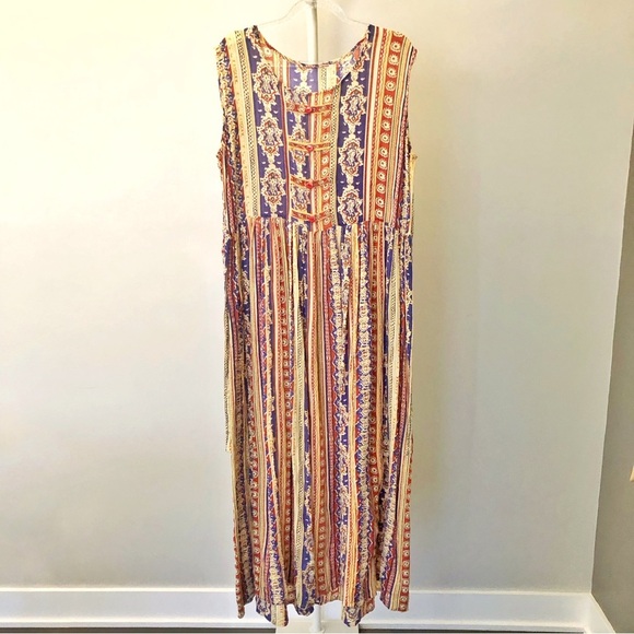 Vintage Rear Boho Pattern Hippie Floral Cottagecore Colorful Festival Maxi Dress - Picture 6 of 11